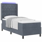 vidaXL Lit à Ressorts avec Matelas LED Gris foncé 80 x 200 cm Velours