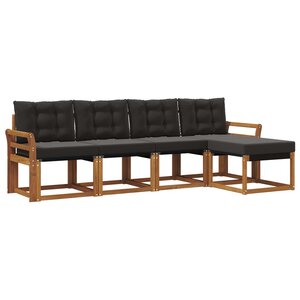 vidaXL Ensemble de canapés d'extérieur 5 pc Naturel et Noir