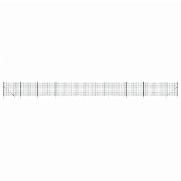 vidaXL Clôture en treillis métallique et piquet d'ancrage vert 2x25 m