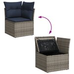 vidaXL Canapé d'angle de jardin avec coussins gris résine tressée