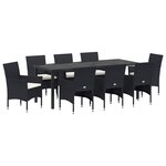 vidaXL Ensemble de salle à manger pour jardin 9 Pièces Noir polyrotin