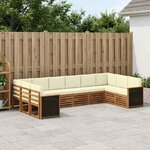 vidaXL Ensemble de canapé d'angle avec coussin 7 Pièces Naturel et Crème