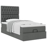 vidaXL Cadre de lit ottoman avec matelas gris foncé 80x200 cm tissu