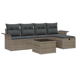 vidaXL Ensemble de canapé de jardin avec coussin 6 Pièces Gris polyrotin