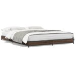 vidaXL Cadre de lit chêne marron 135x190 cm bois d'ingénierie et métal