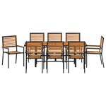 vidaXL Ensemble de salle à manger de jardin 9 pièces noir en poly rattan et acacia