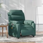 vidaXL Fauteuil de massage inclinable électrique Vert foncé Tissu