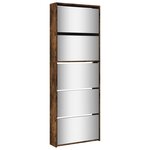 vidaXL Armoire à chaussures miroir 5 niveaux chêne fumé 63x17x169 5 cm