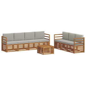 vidaXL Ensembles de canapés avec coussin 8 Pièces Gris Naturel et Clair