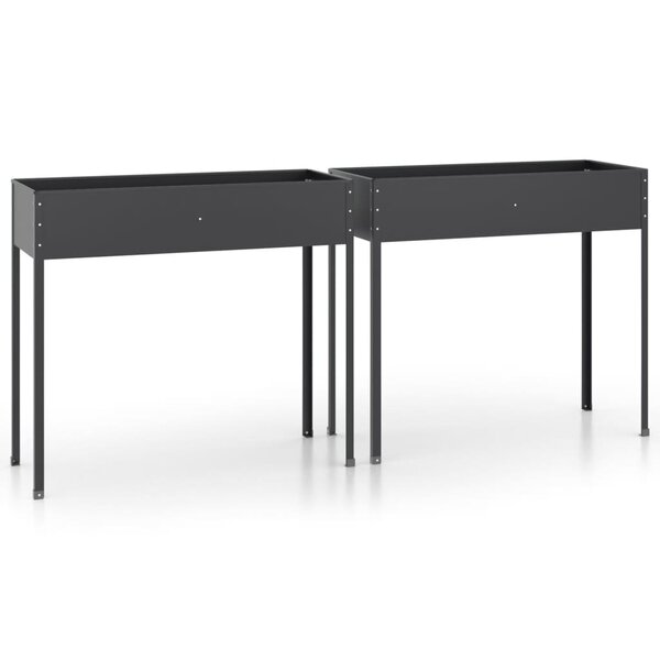 vidaXL Jardinières 2 Pièces Anthracite Acier galvanisé