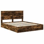 vidaXL Lit de Rangement Chêne fumé 160 x 200 cm Bois d'ingénierie