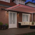 vidaXL Auvent Rétractable Rouge et blanc 500 ×350 cm tissu