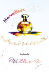 69-3110 Carte Anniversaire pour Femme Flacon de Parfum Féminin peint à l'Aquarelle Instants Précieux - Finitions Dorure Or Doré + Gaufrage en Relief +1 Enveloppe Format 12x17cm - Fabriqué en Europe