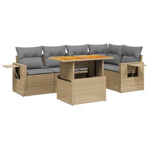 vidaXL Salon de jardin avec coussins 6 Pièces beige résine tressée