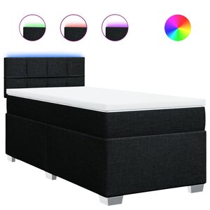 vidaXL Sommier à lattes de lit et matelas Noir 80x200 cm Tissu