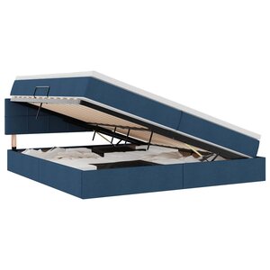 vidaXL Lit avec rangement et matelas Bleu 200 x 200 cm Velours