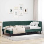 vidaXL Cadre de lit d'angle Vert foncé 80 cm x 200 cm tissu