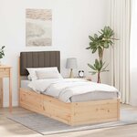 vidaXL Cadre de lit avec tête de lit rembourrée Taupe 80 x 200 cm