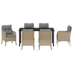 vidaXL Ensemble de salle à manger pour jardin 7 Pièces Beige Poly rotin