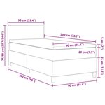 vidaXL Lit avec sommier à ressort avec matelas & lumière LED Gris 90x200 cm Tissu velours côtelé
