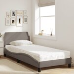 vidaXL Lit avec matelas Dover taupe 90x200 cm tissu