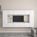 vidaXL Ensemble de meubles TV 8 Pièces Blanc Bois d'ingénierie
