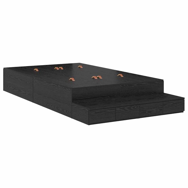 vidaXL Cadre de lit avec rangement Chêne noir 120 cm Bois d'ingénierie