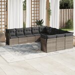 vidaXL Salon de jardin 11 Pièces avec coussins gris clair résine tressée
