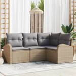 vidaXL Ensemble de canapé de jardin 4 Pièces Beige et Gris clair