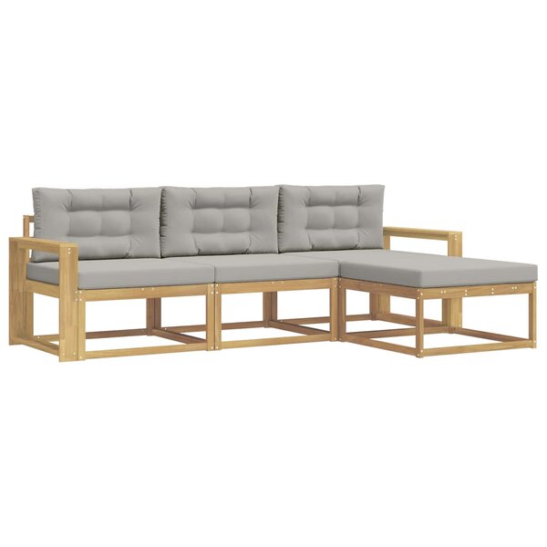 vidaXL Ensemble de canapés d'extérieur 4 pc Blanc et gris clair