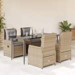 vidaXL Ensemble à manger de jardin avec coussins 5Pièces Beige poly rotin