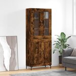 vidaXL Buffet haut Chêne fumé 69 5x34x180 cm Bois d'ingénierie