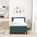 vidaXL Lit à Ressorts avec Matelas Vert Foncé Simple Velours