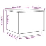 vidaXL Table basse avec lumières LED chêne noir 50x50x40 cm