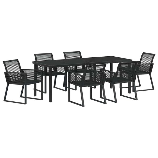 vidaXL Ensemble de salle à manger pour jardin 7 Pièces Noir