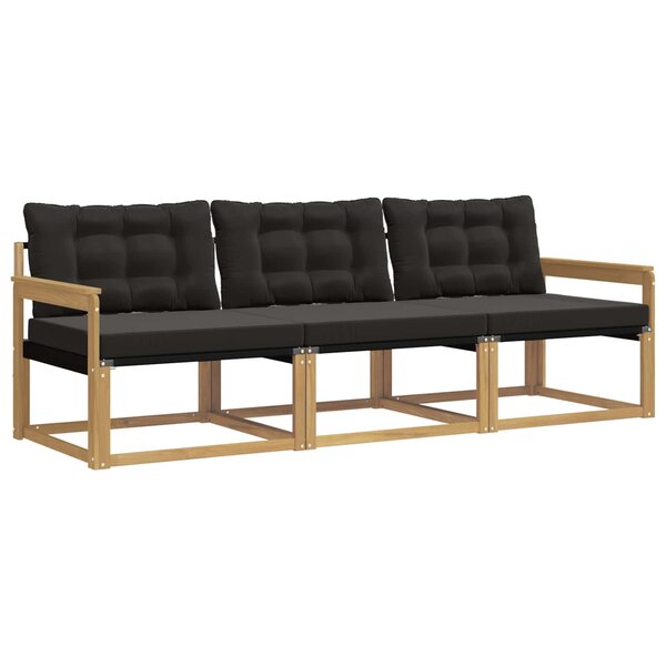 vidaXL Ensemble de canapés d'extérieur 3 pc Blanc et noir