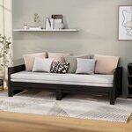 vidaXL Lit coulissant Noir Bois de pin solide 2x(80x200) cm