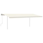 vidaXL Auvent manuel rétractable avec poteaux 6x3 5 m Crème