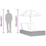 vidaXL Chaise longue double avec coussins et parasol marron poly rotin
