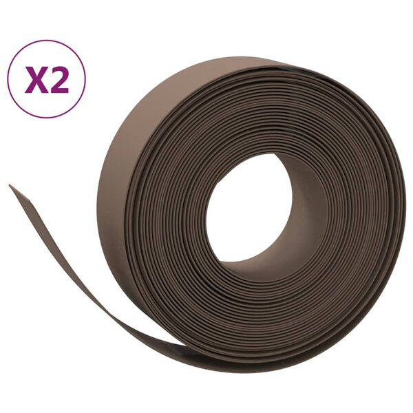 vidaXL Bordures de jardin 2 Pièces marron 10 m 15 cm polyéthylène