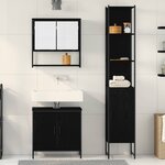 vidaXL Ensemble de mobilier de salle de bain avec étagère 3 Pièces Noir