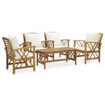 Salon de jardin meuble d'extérieur ensemble de mobilier 5 pièces avec coussins bois d'acacia solide 02_0016315