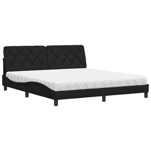 vidaXL Lit avec matelas noir 180x200 cm tissu