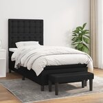 vidaXL Sommier à lattes de lit avec matelas Noir 90x190 cm Tissu