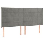 vidaXL Tête de lit à LED Gris clair 203x16x118/128 cm Velours