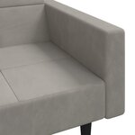 vidaXL Canapé-lit à 2 places avec deux oreillers Gris clair Velours