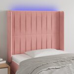 vidaXL Tête de lit à LED Rose 83x16x118/128 cm Velours