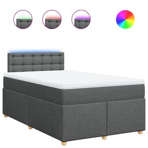 vidaXL Sommier à lattes de lit avec matelas Gris foncé 120x200cm Tissu