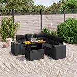 vidaXL Salon de jardin 6 Pièces avec coussins noir résine tressée