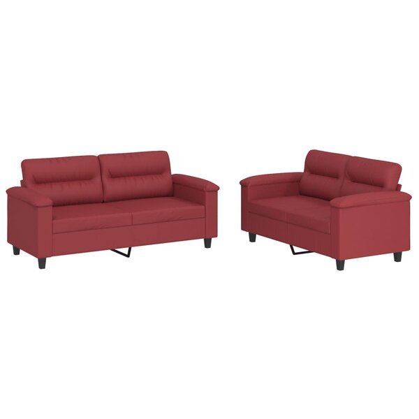 vidaXL Ensemble de canapés 2 Pièces et coussins Rouge bordeaux Similicuir